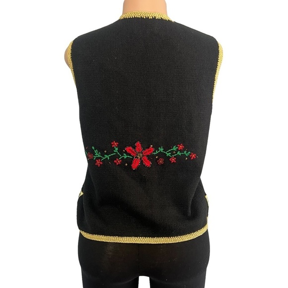 3/$30 🍂 Designer Original Studio Joy Vintage Christmas Poinsettia Vest - Picture 6 of 8